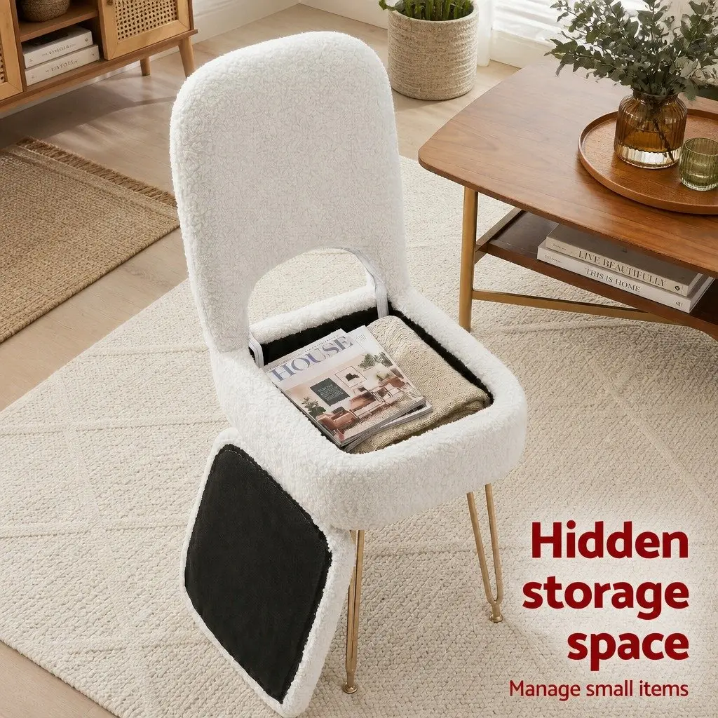 Storage Ottoman MDF Sherpa 33cm x 40cm x 80cm White