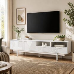 Stylish White 200cm TV Entertainment Unit with Ample Storage