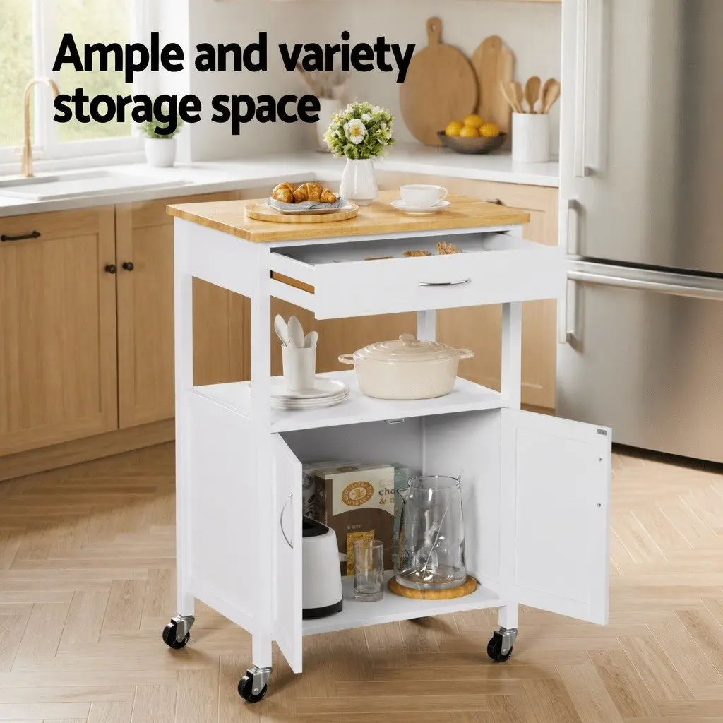 Kitchen Island Trolley MDF 60cm White