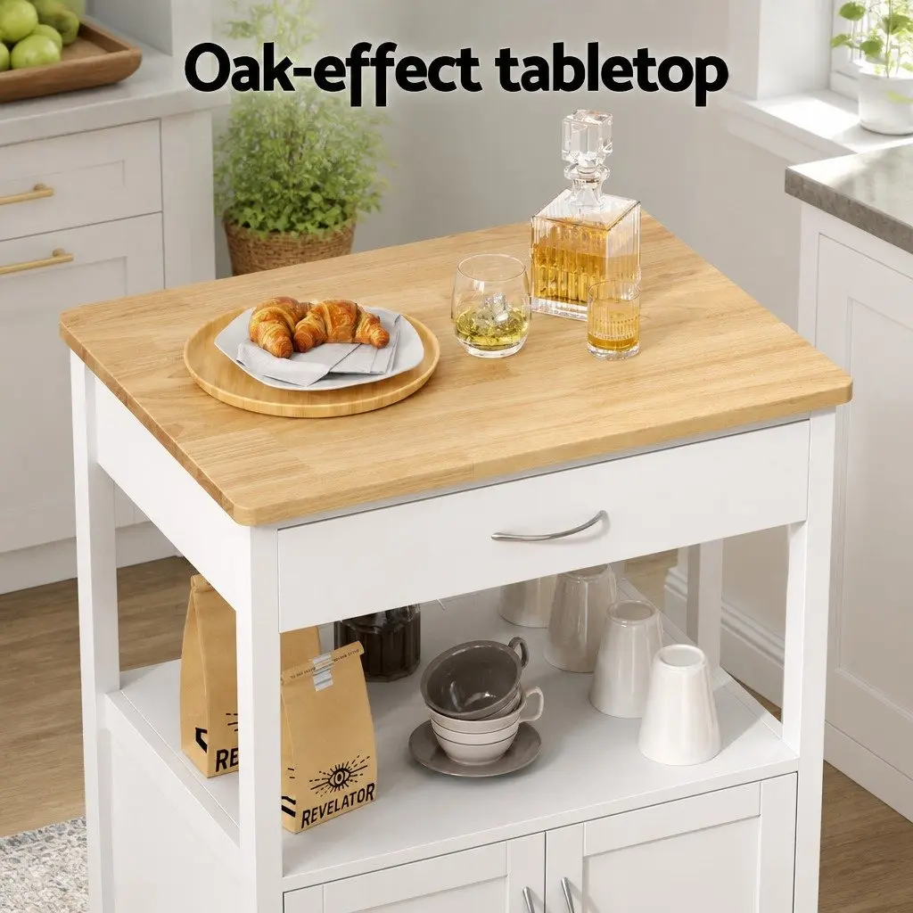 Kitchen Island Trolley MDF 60cm White