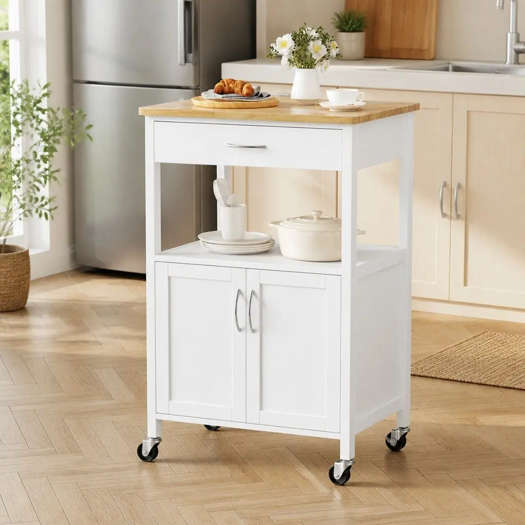 Kitchen Island Trolley MDF 60cm White