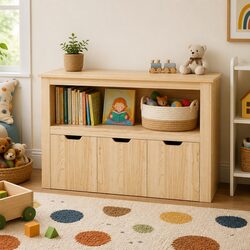 Wooden Kids Bookshelf with 3 Detachable Drawers