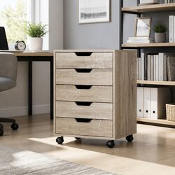 Premium 5-Drawer Mobile Filing Cabinet with Smooth Slides