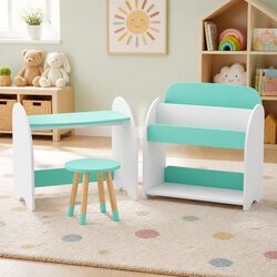 2-in-1 Kids Bookshelf Set with Chair and Storage