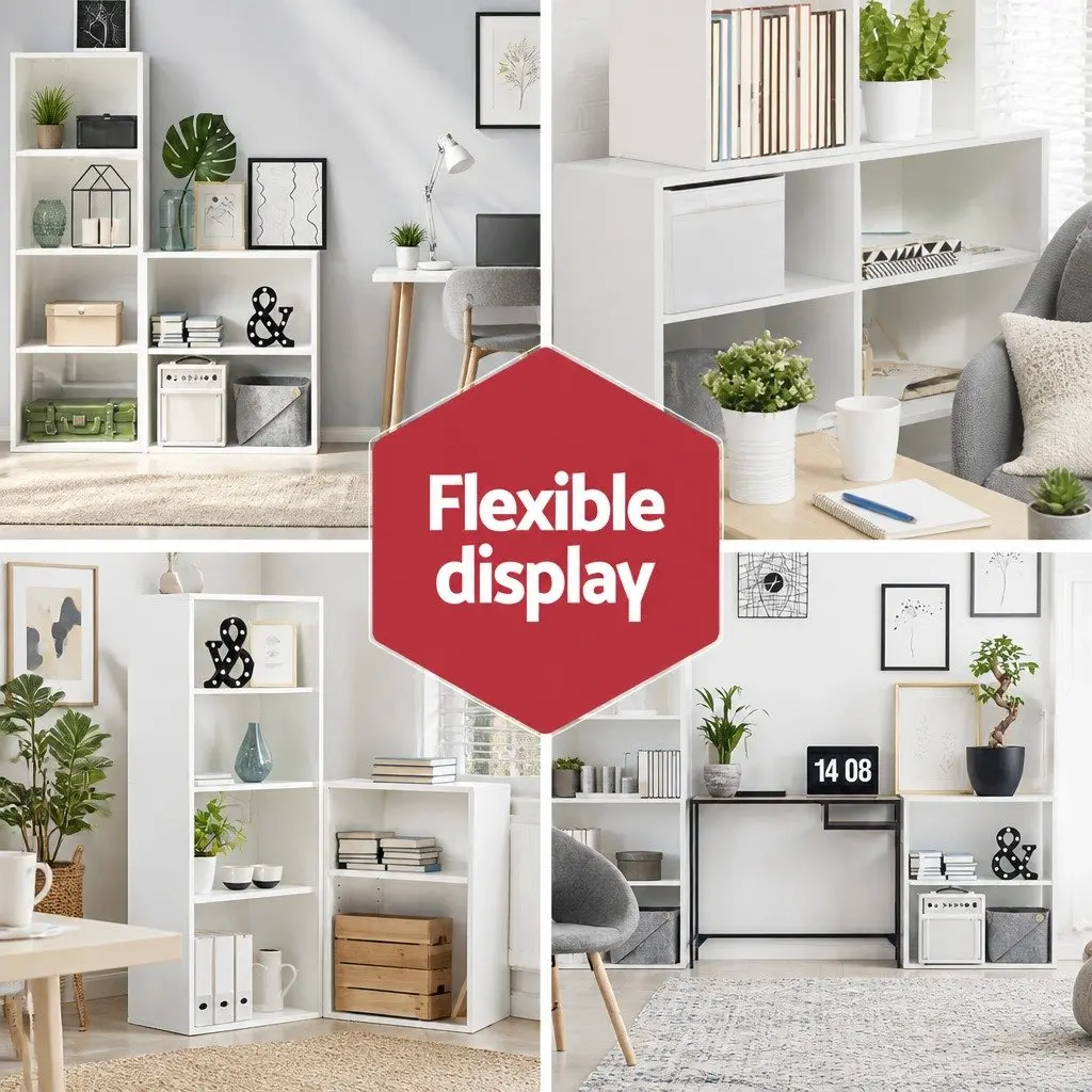 Modular White 3-Piece Cube Bookshelf with Adjustable Shelves