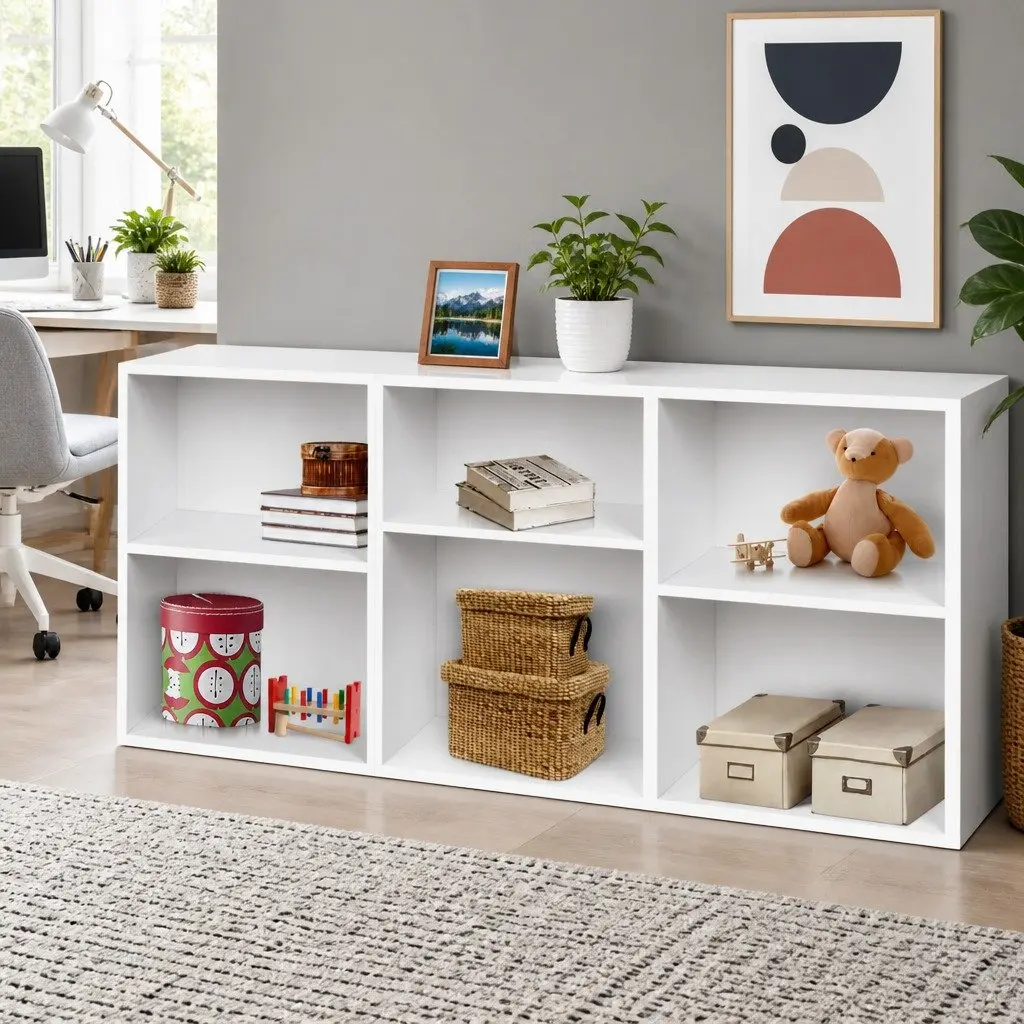 Modular White 3-Piece Cube Bookshelf with Adjustable Shelves
