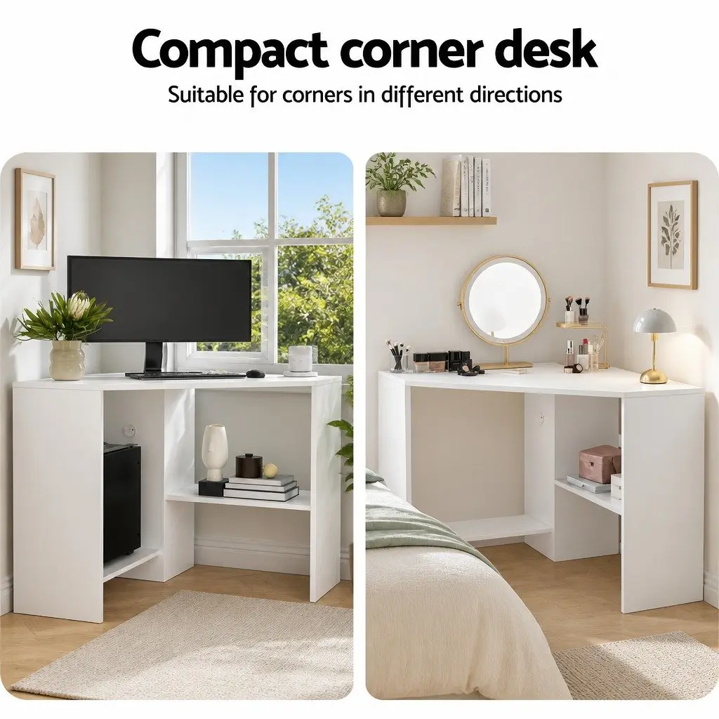 L-Shape Corner Computer Desk Wood 85 x 85 x 74 cm White