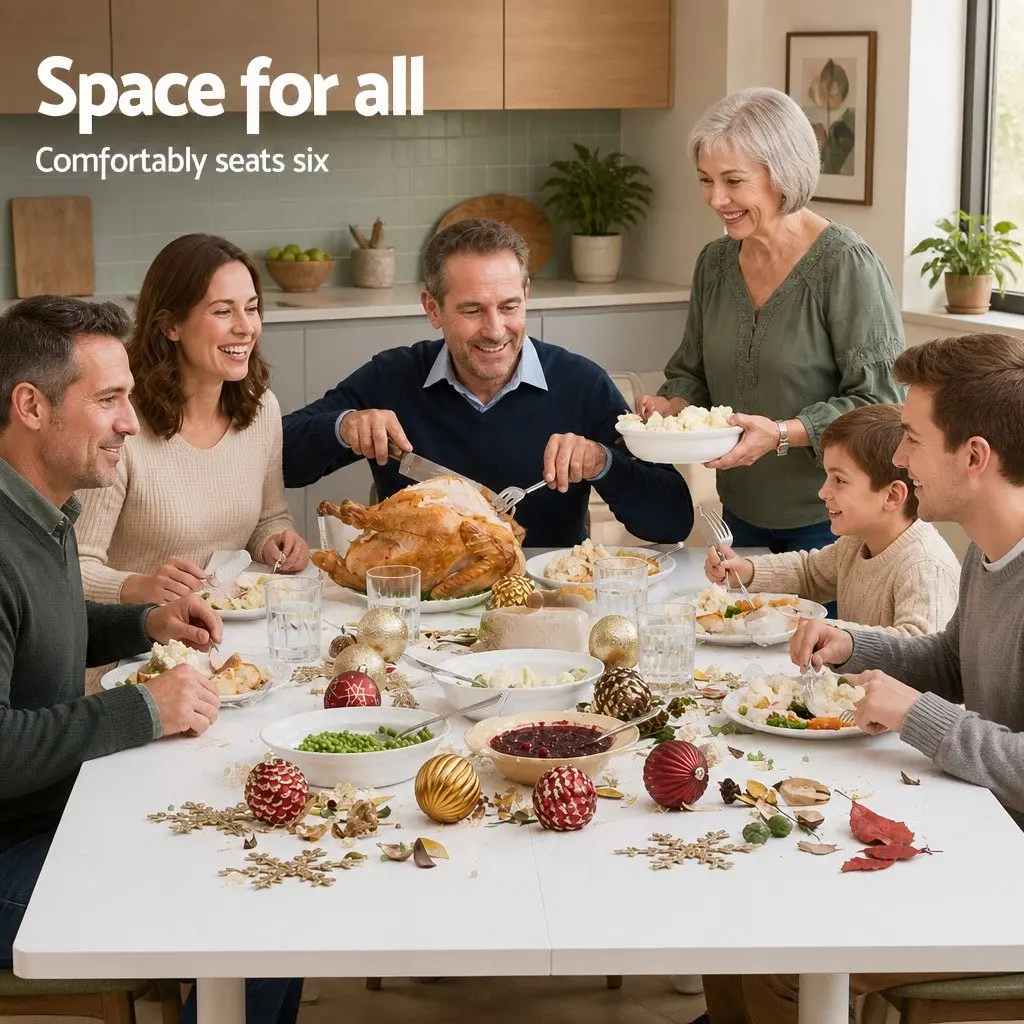 Rectangular White Extendable Dining Table with Gateleg