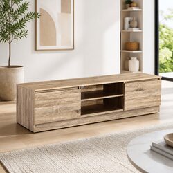 160cm Wooden Grain TV Cabinet for Large TVs