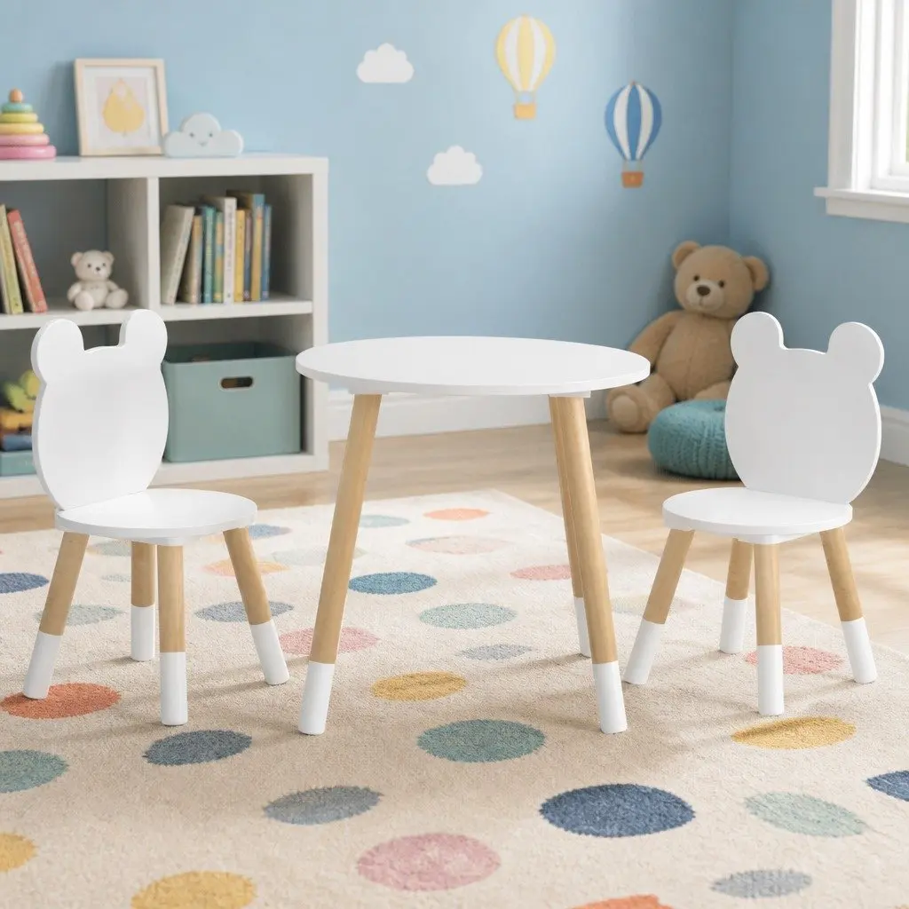 3-Piece Kids Table and Chairs Set for Play and Study