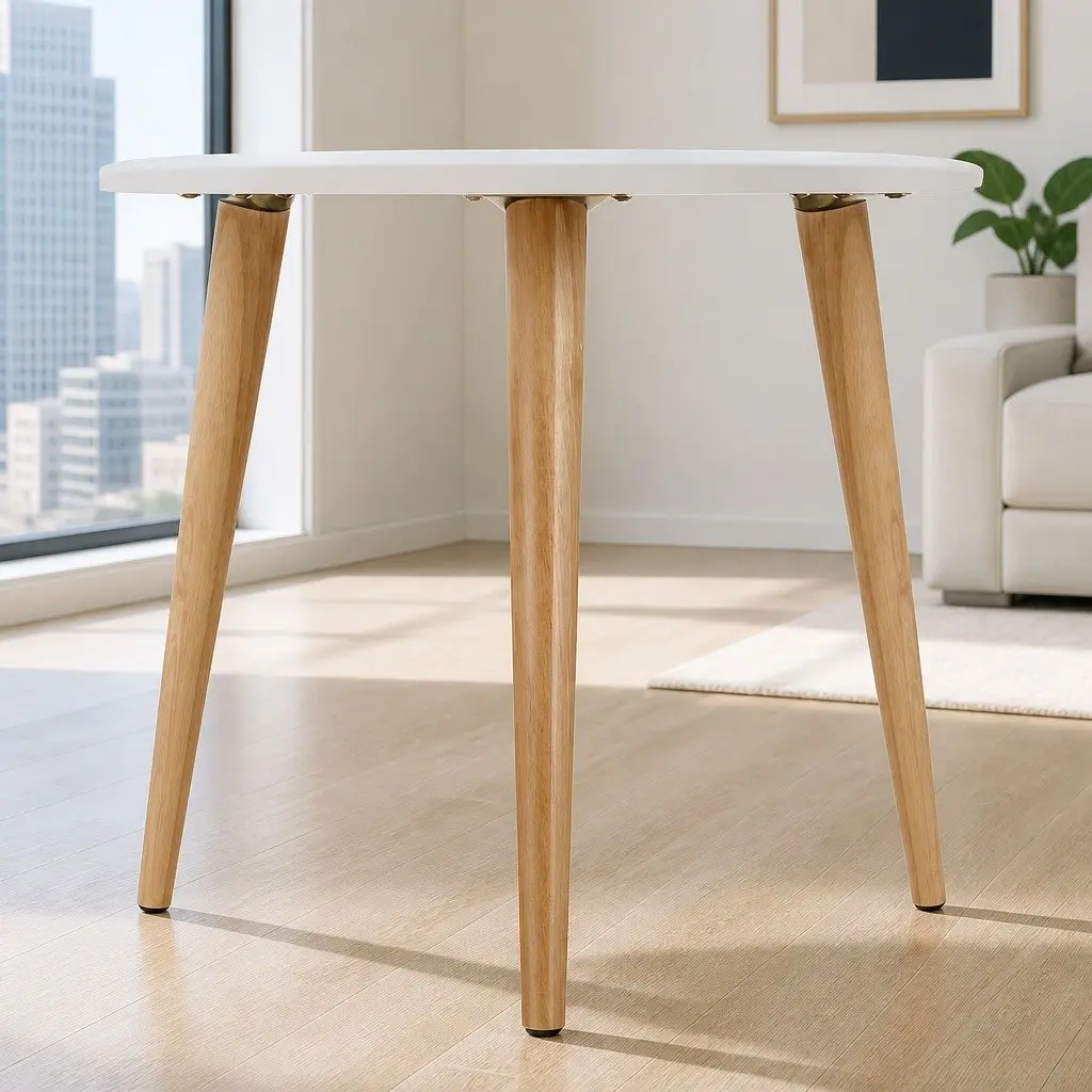 50CM Round Coffee Table with Beech Wood Legs