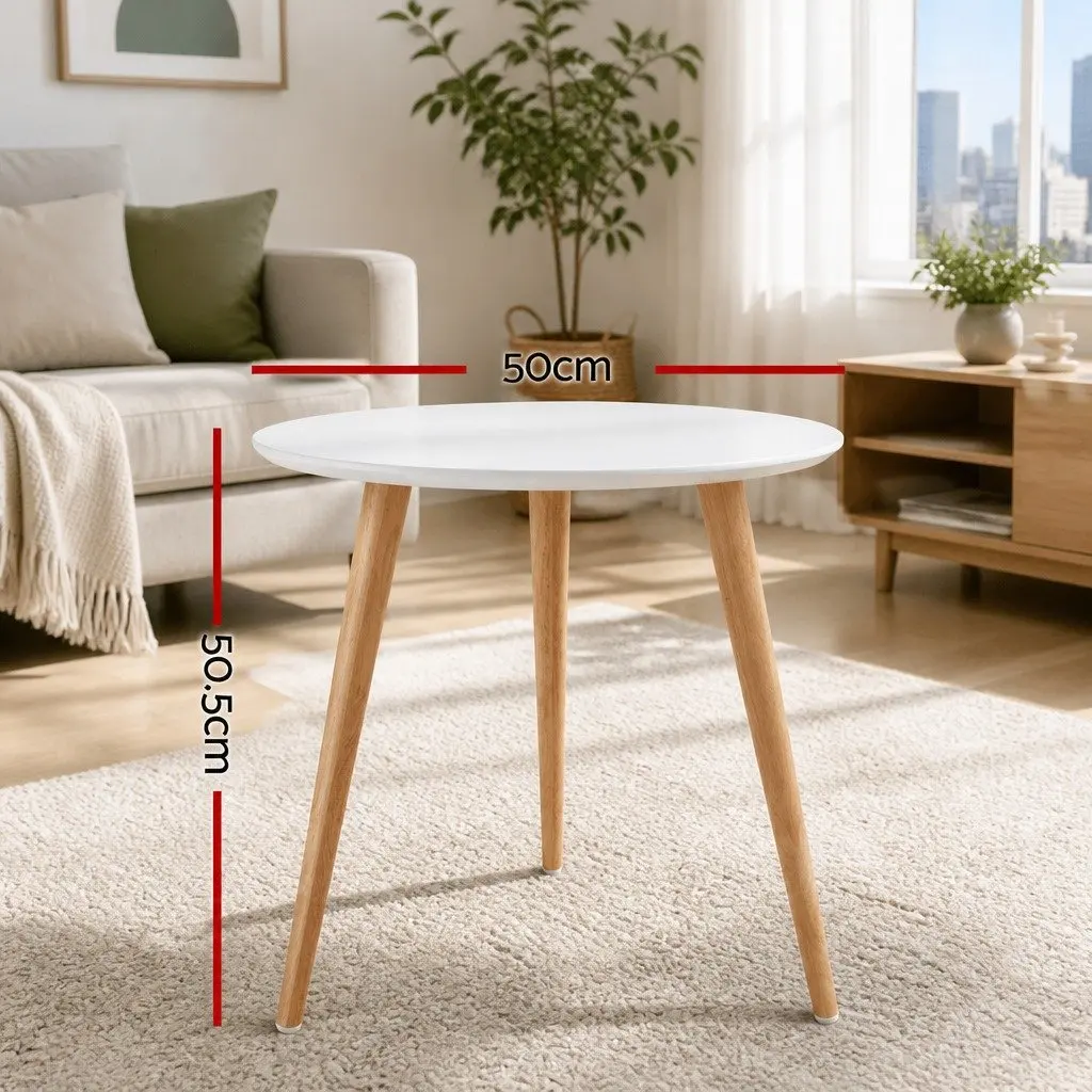50CM Round Coffee Table with Beech Wood Legs
