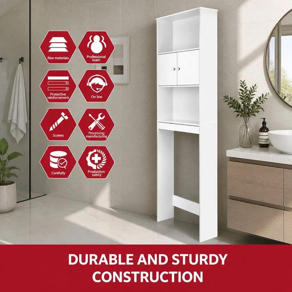 Bathroom Cabinet E1 MDF Board 63 x 19 x 195cm White