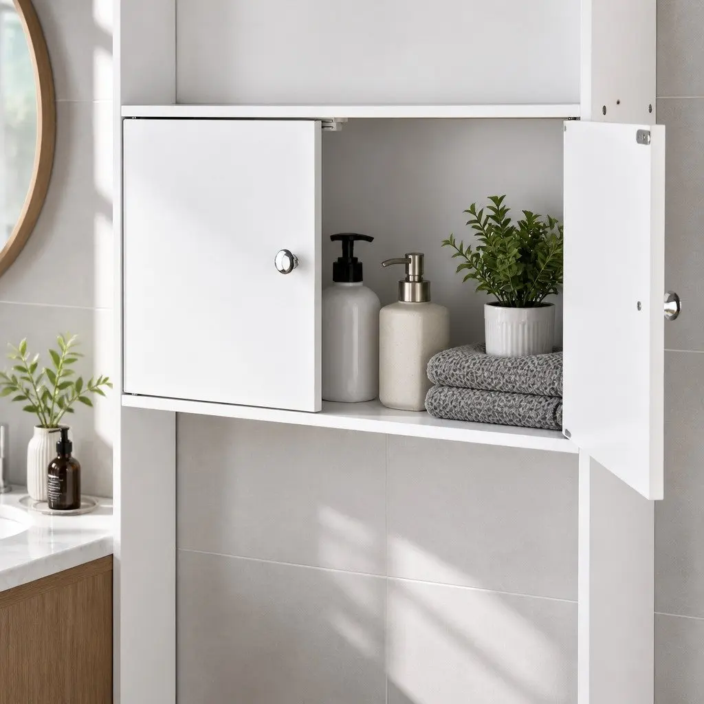 Bathroom Cabinet E1 MDF Board 63 x 19 x 195cm White