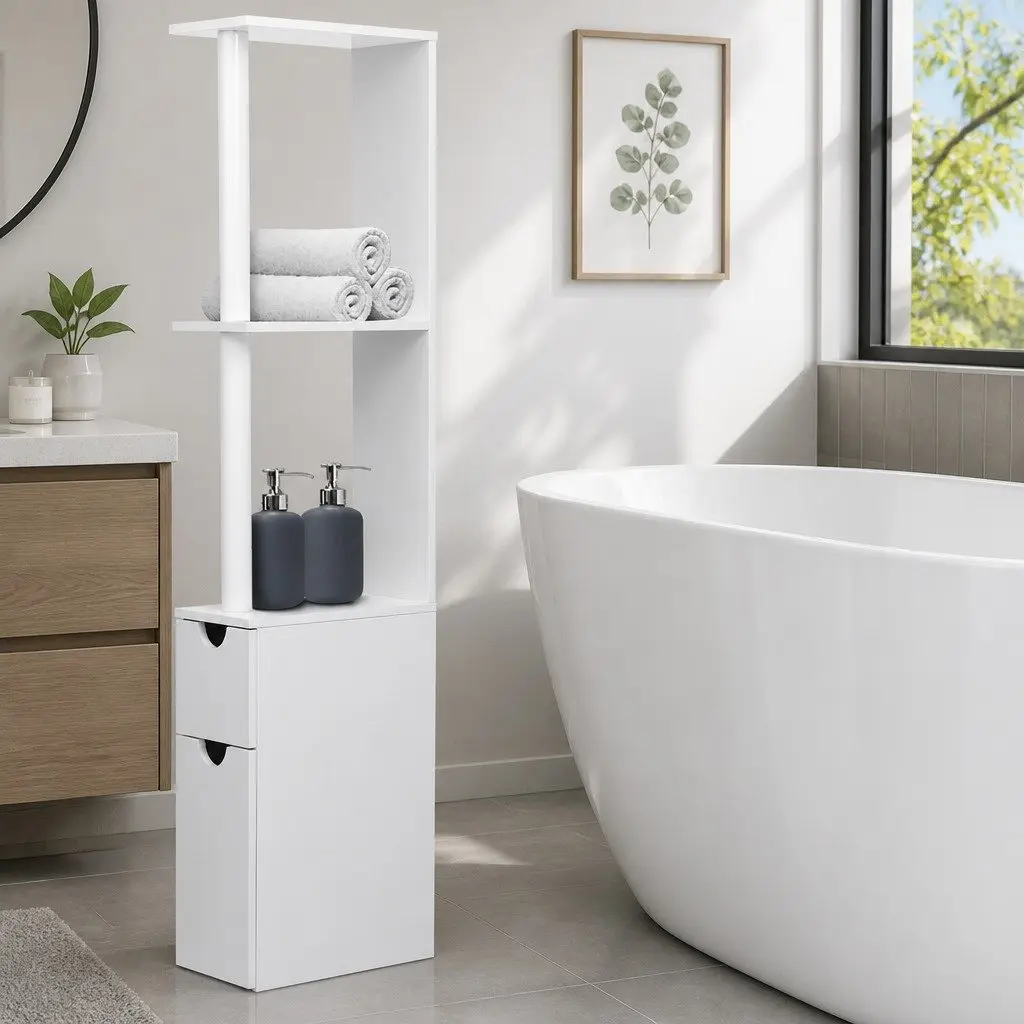 Bathroom Cabinet E1 MDF 30 x 15.5 x 118cm White