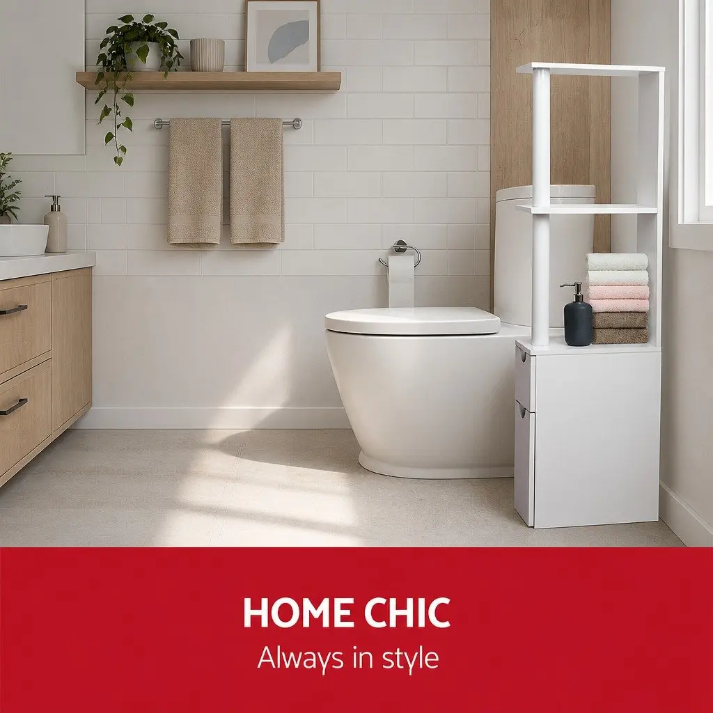 Bathroom Cabinet E1 MDF 30 x 15.5 x 118cm White