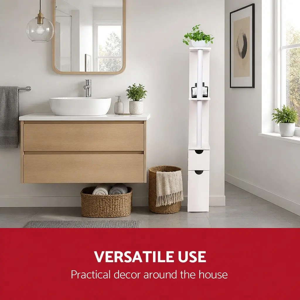 Bathroom Cabinet E1 MDF 30 x 15.5 x 118cm White
