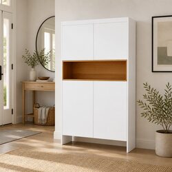Durable 9-Tier Shoe Rack Cabinet with Push-to-Open Doors