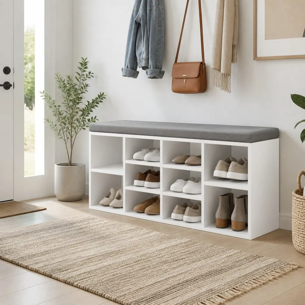 Shoe Rack Storage Cabinet with 10 Compartments