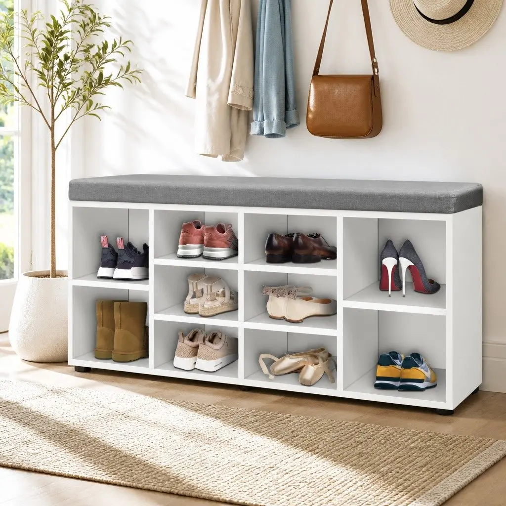 Shoe Rack Storage Cabinet with 10 Compartments
