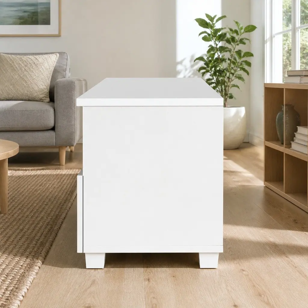 180cm White TV Entertainment Unit with Storage