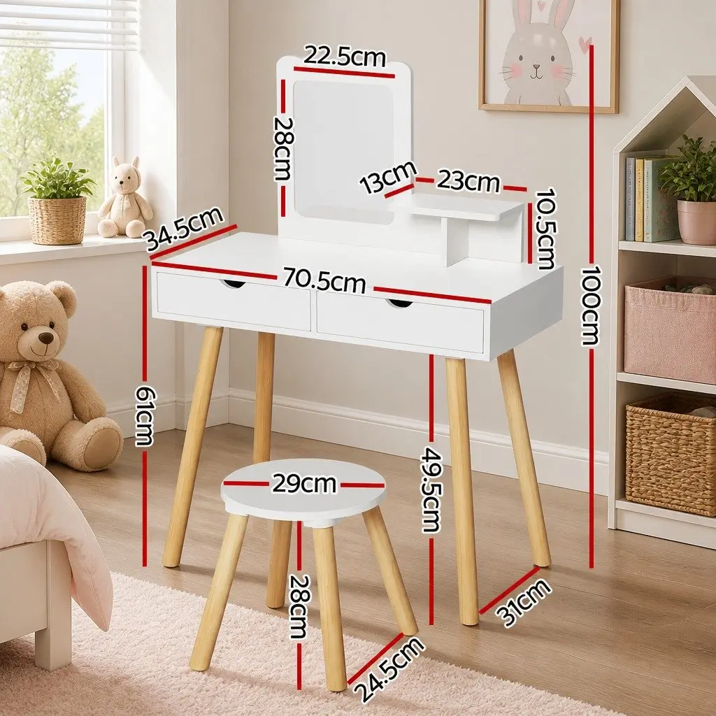Kids Vanity Set with Mirror and Storage Chair