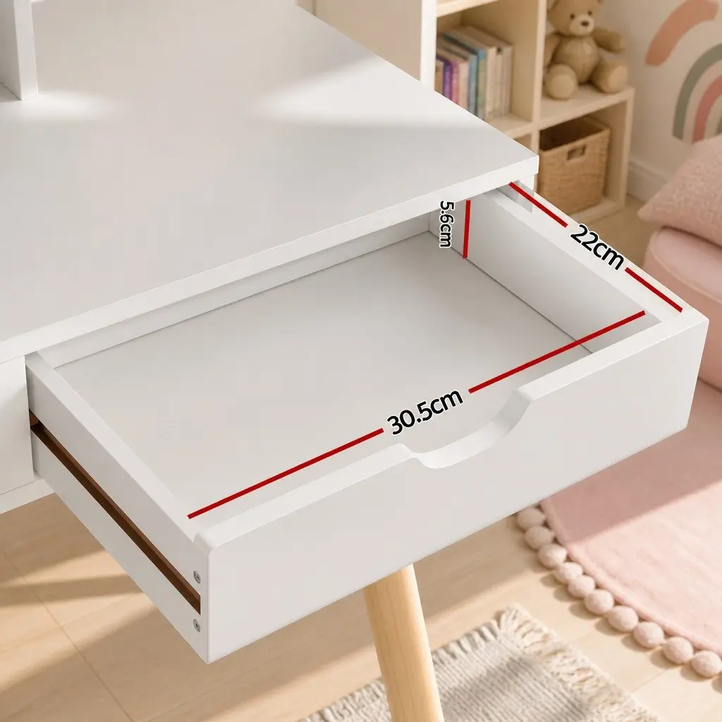 Kids Vanity Set with Mirror and Storage Chair