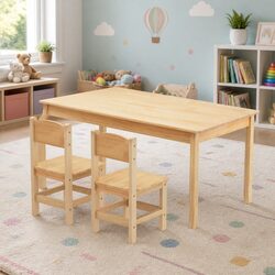 Sturdy Kids Table and 2 Chairs Set for Playrooms