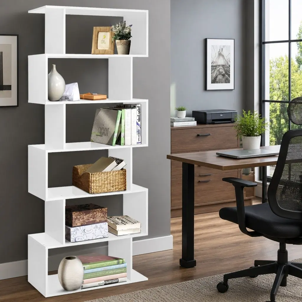 6-Tier Display Shelf High Density Particle Board 80 x 23.5 x 192 cm White