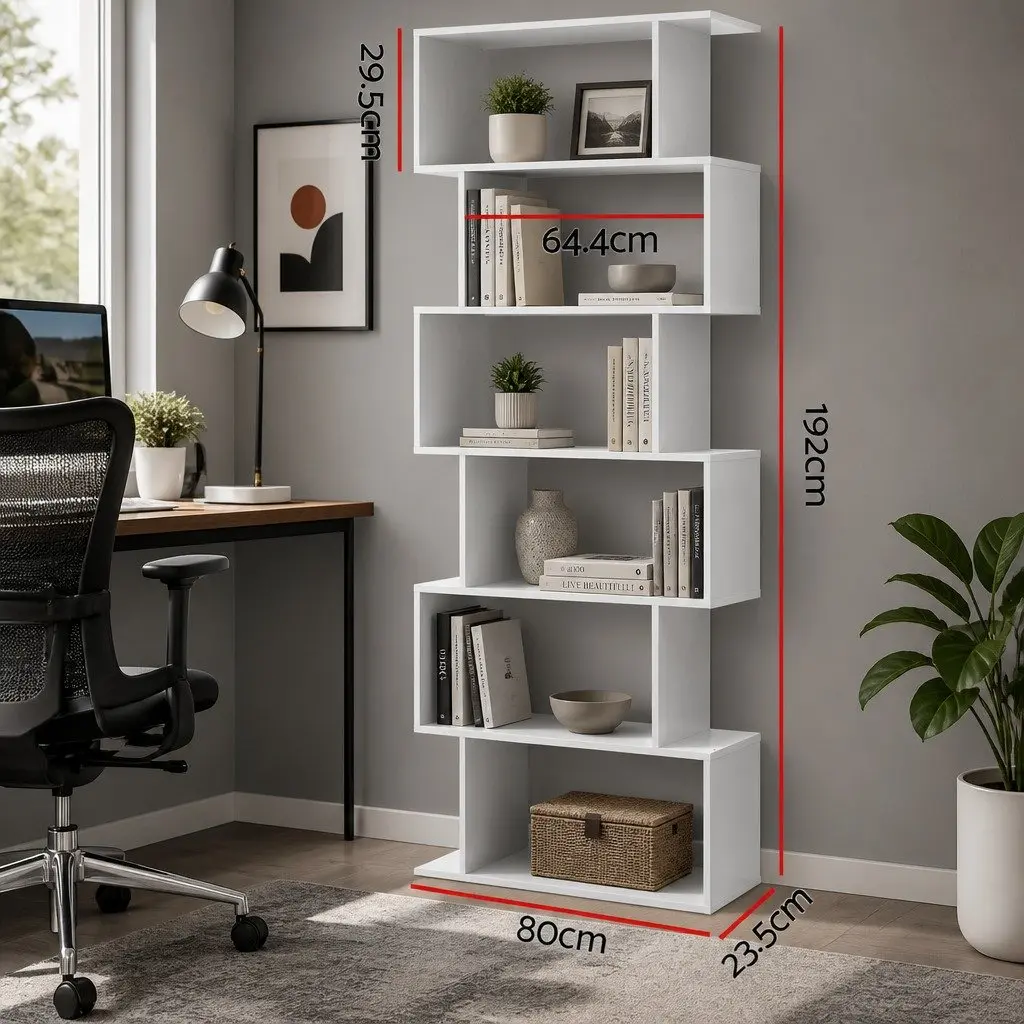 6-Tier Display Shelf High Density Particle Board 80 x 23.5 x 192 cm White