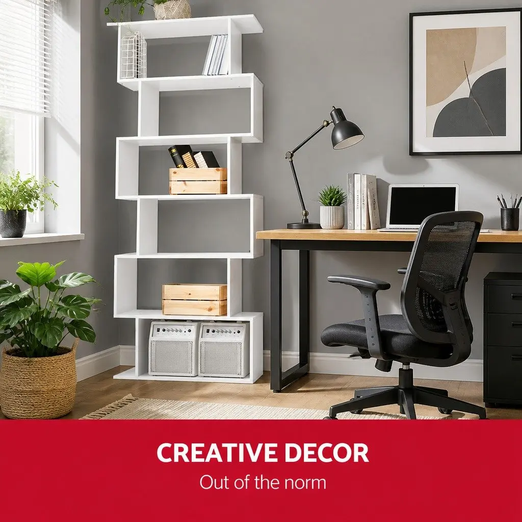 6-Tier Display Shelf High Density Particle Board 80 x 23.5 x 192 cm White