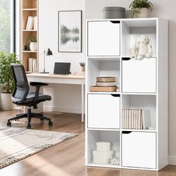 Stylish 8 Cube White Display Shelf with Modern Design
