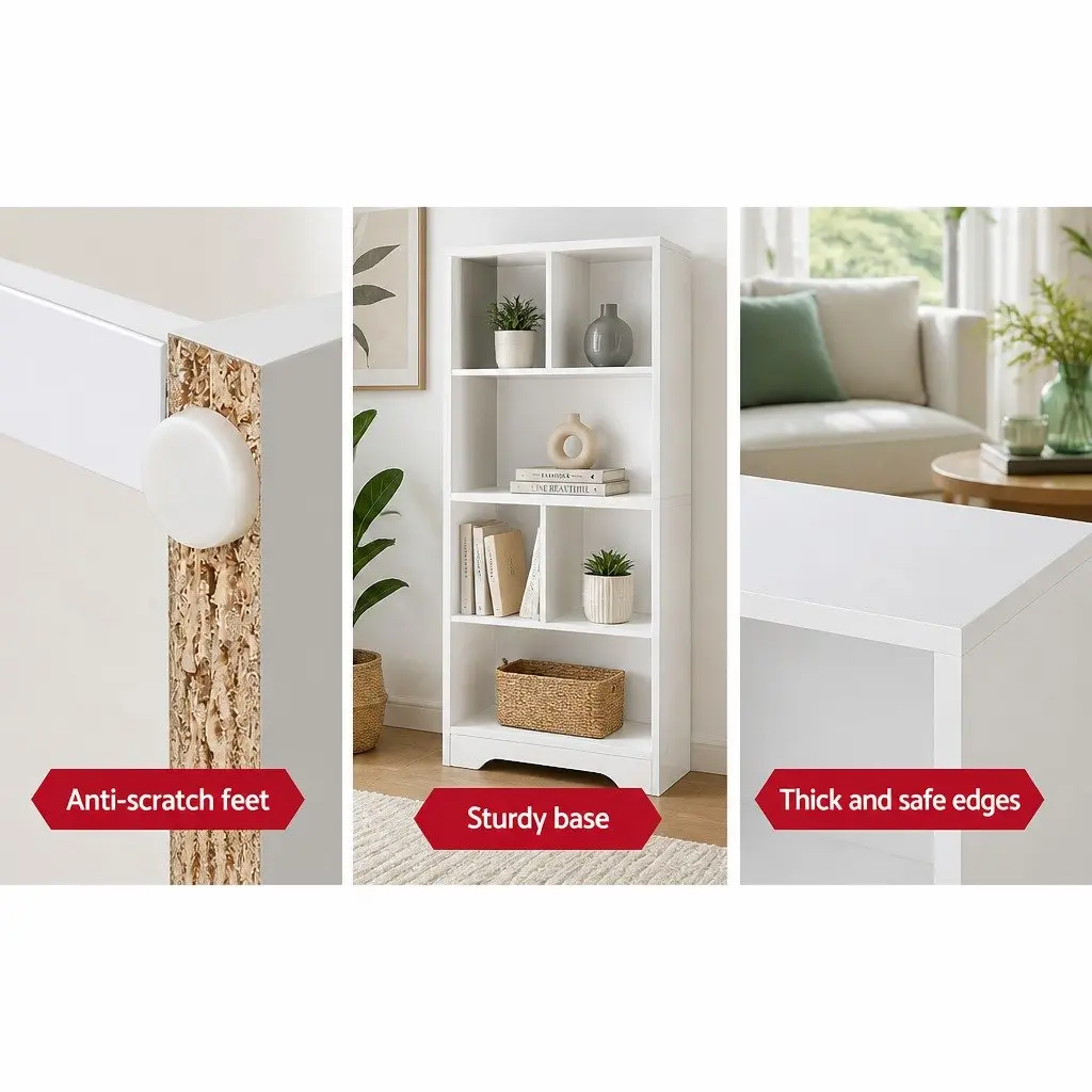 4-Tier White Display Shelf for Books and Decor