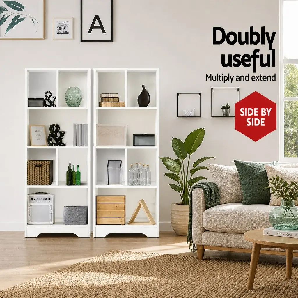 4-Tier White Display Shelf for Books and Decor