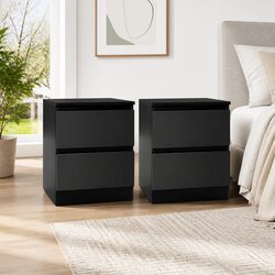 Stylish Black Bedside Table with 2 Drawers