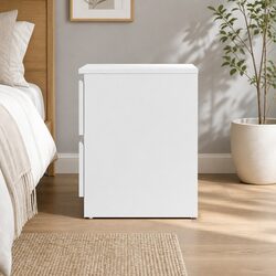 Modern White Bedside Table with 2 Drawers for Storage