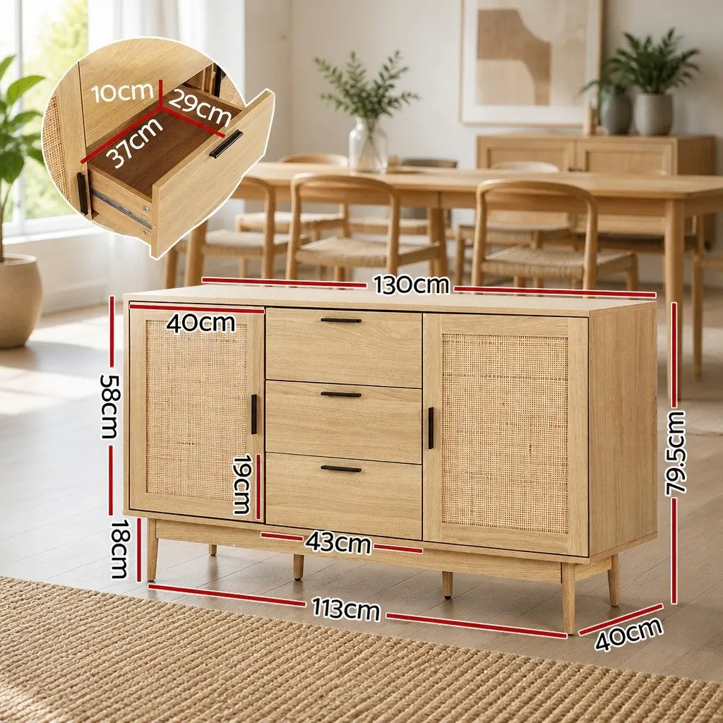 Rattan Buffet Sideboard with Adjustable Shelves