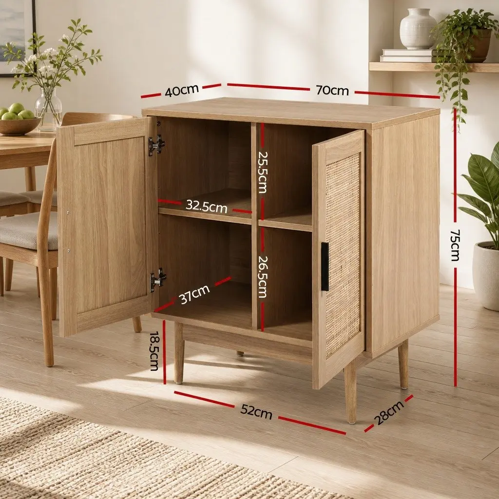 Buffet Sideboard with Rattan Doors for Storage
