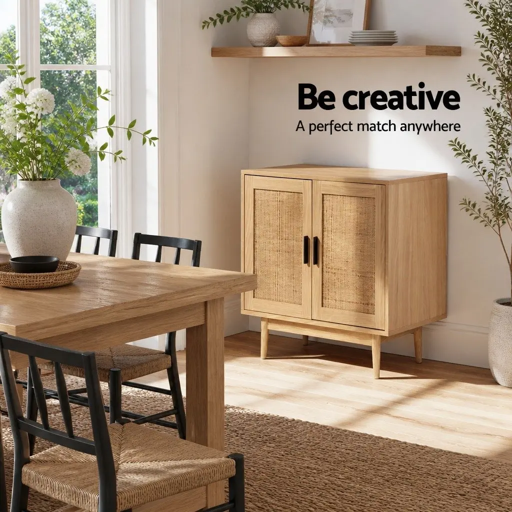 Buffet Sideboard with Rattan Doors for Storage