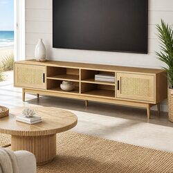Stylish 180cm TV Cabinet with Open Shelves and Storage