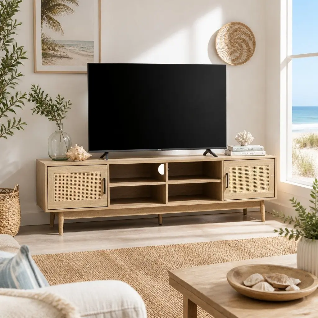 TV Unit Particle Board 180cm Wood Bohemian