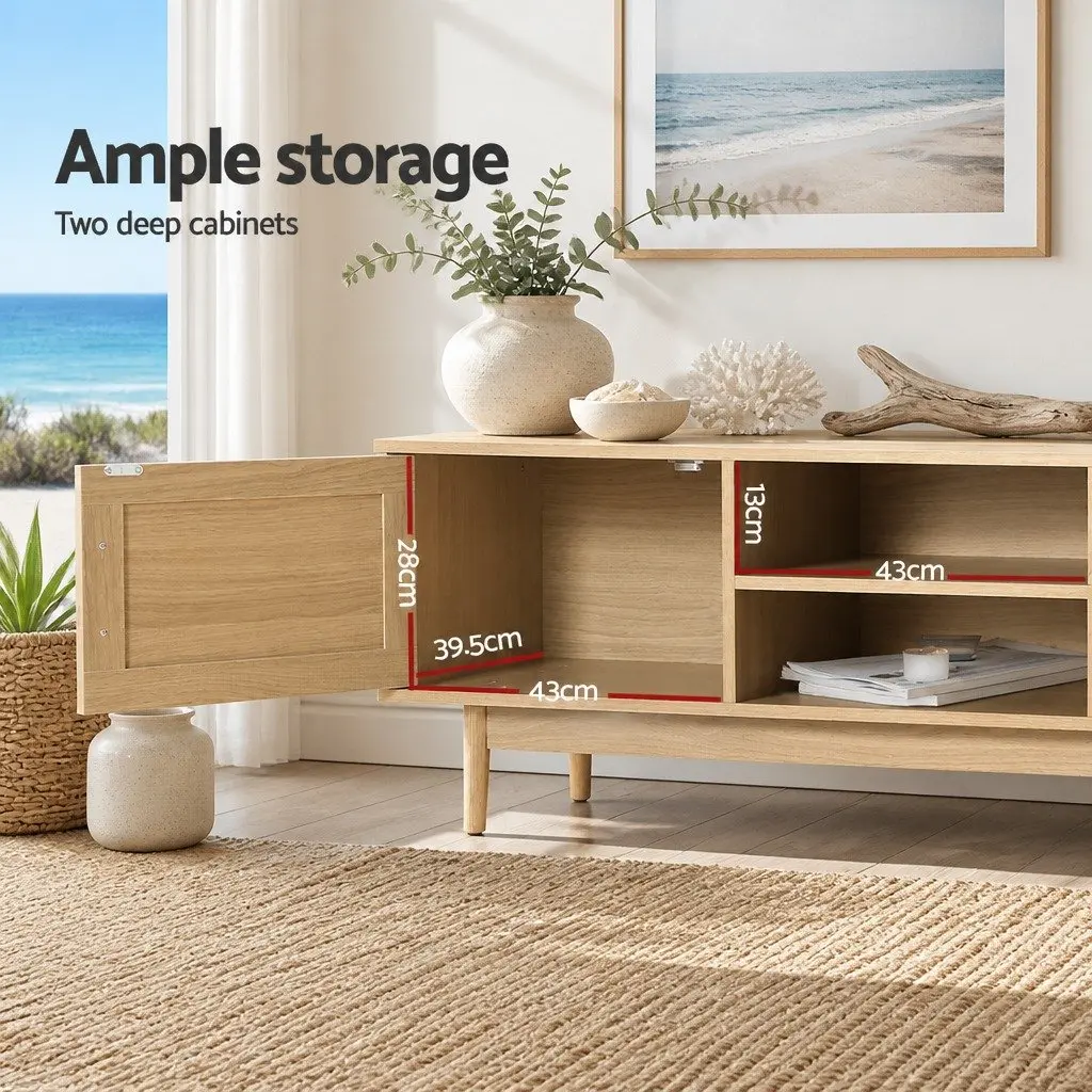 TV Unit Particle Board 180cm Wood Bohemian