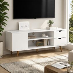 Stylish 120cm White TV Entertainment Unit with Storage