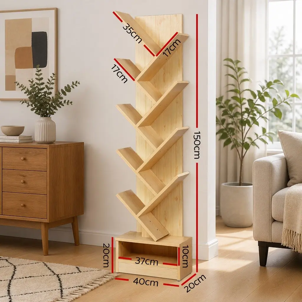 9-Tier Tree Bookshelf for Storage & Display