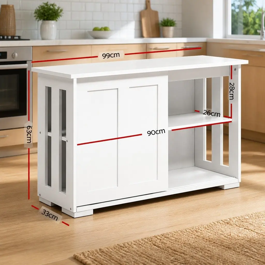 White Buffet Sideboard with Sliding Doors