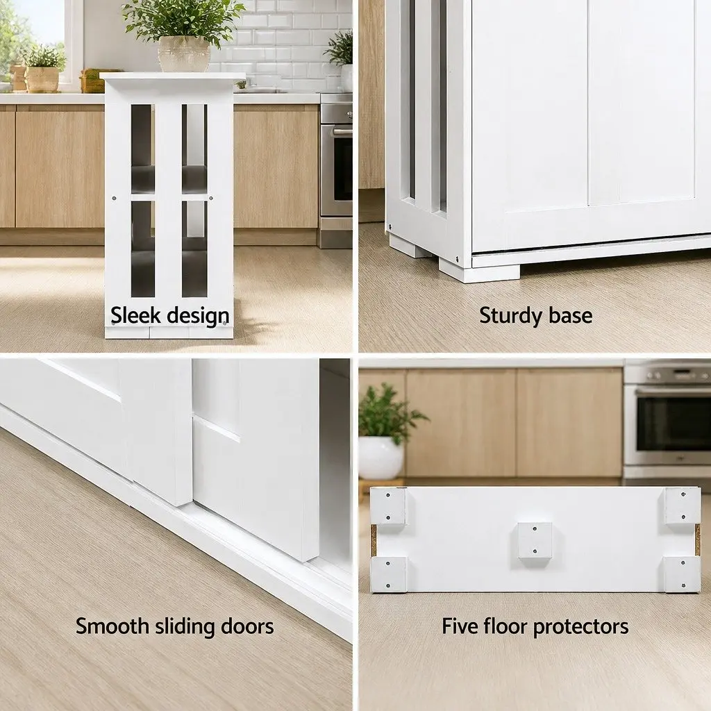 White Buffet Sideboard with Sliding Doors