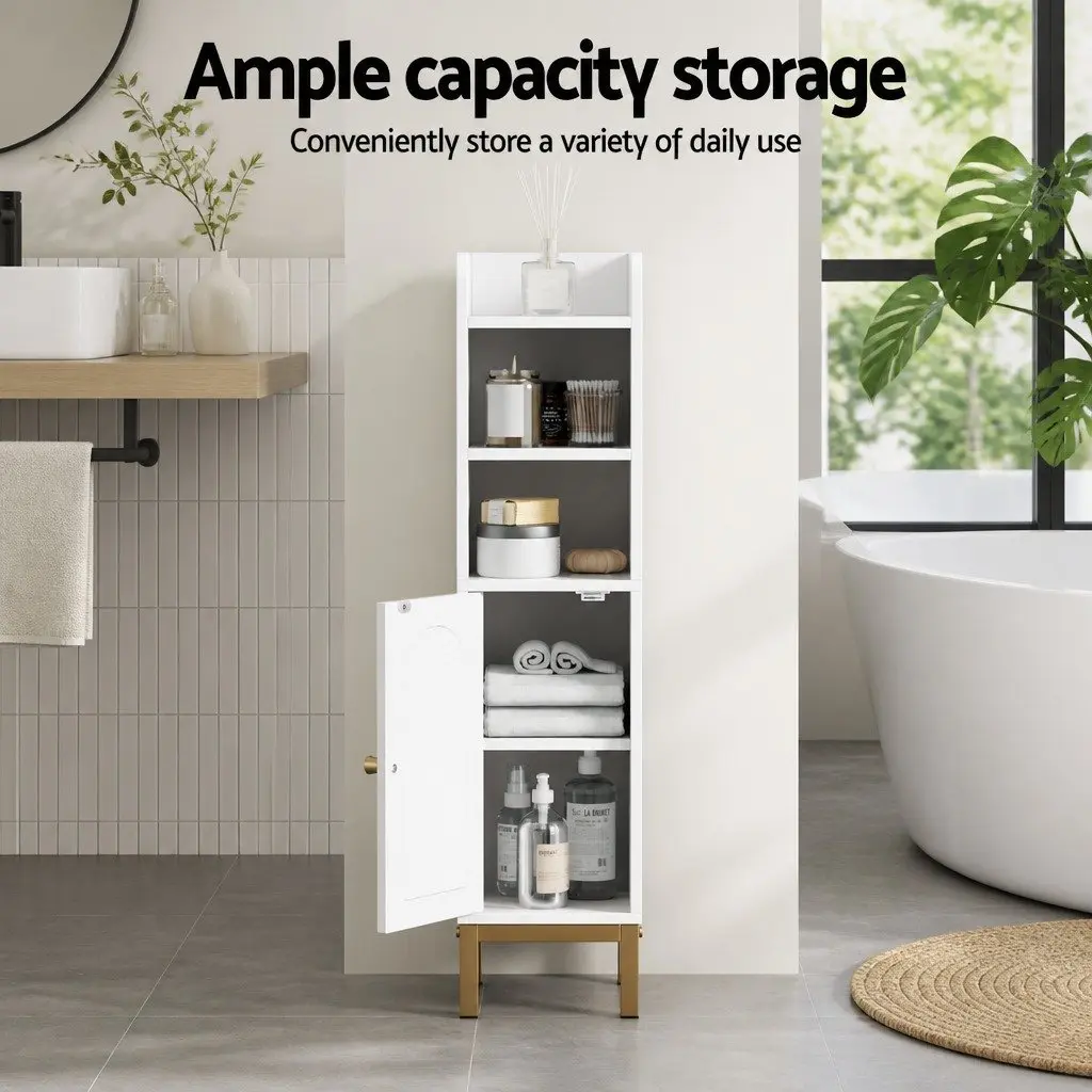 Bathroom Storage Cabinet PB MDF 20x20x84cm White