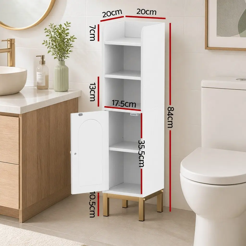 Bathroom Storage Cabinet MDF 20cm x 20cm x 84cm White