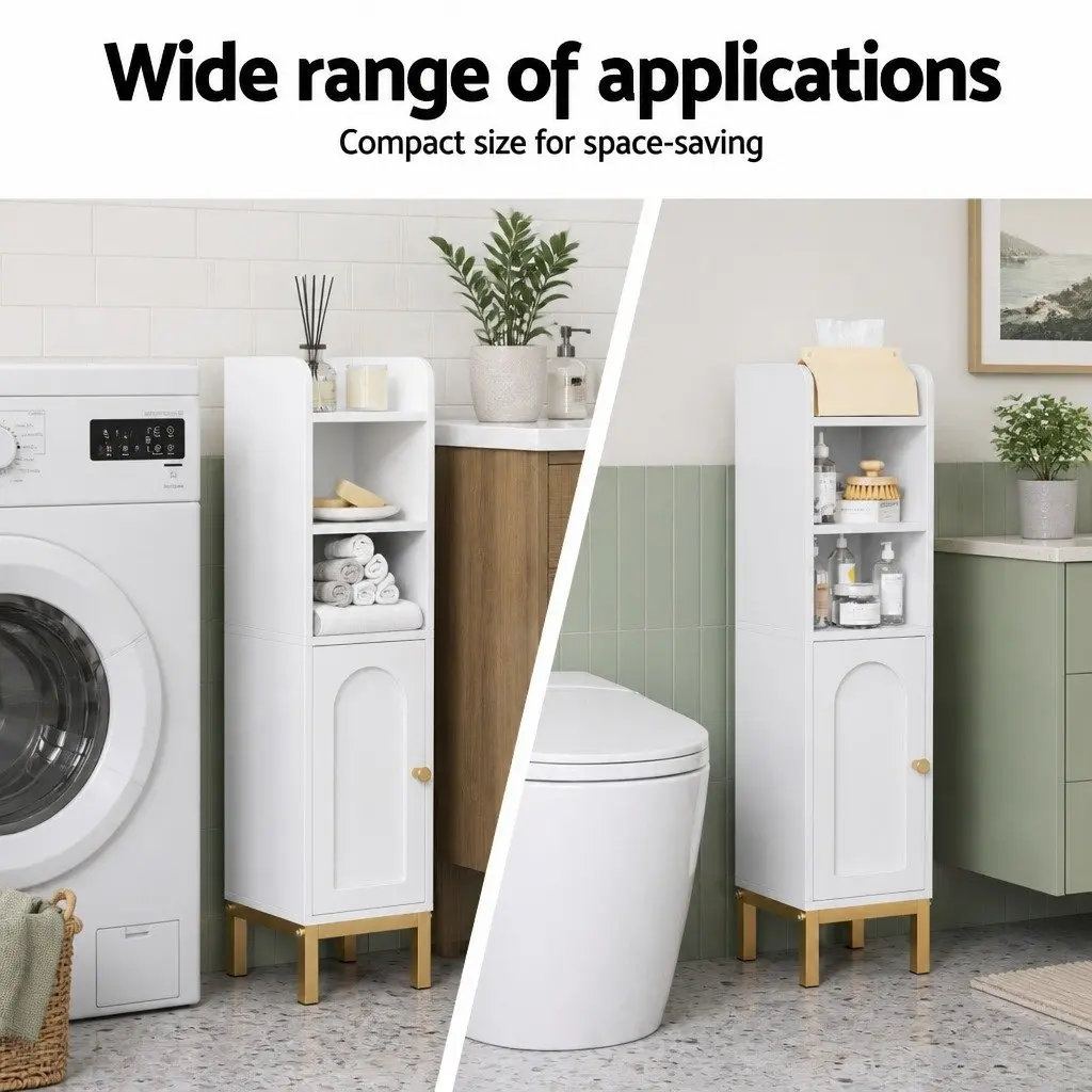 Bathroom Storage Cabinet MDF 20cm x 20cm x 84cm White
