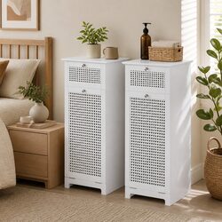 Bathroom Storage Cabinet White Rattan Laundry Hamper Drawer Organiser Cupboard